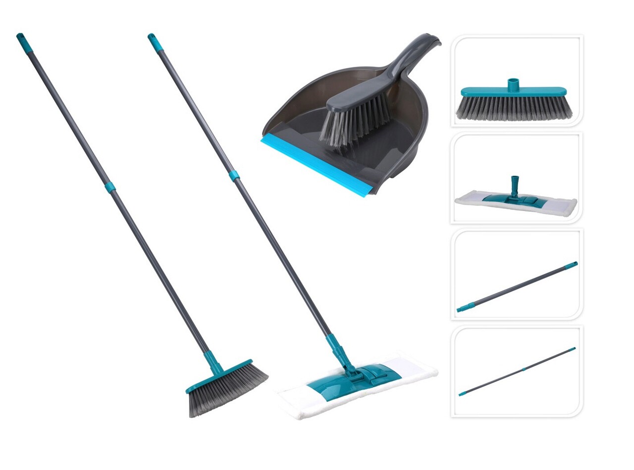 Set mixt pentru curatat podeaua 5 piese, Excellent Houseware, gri/turcoaz - imagine 6